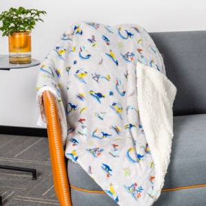 Printed Kids Blanket With Dinosaur